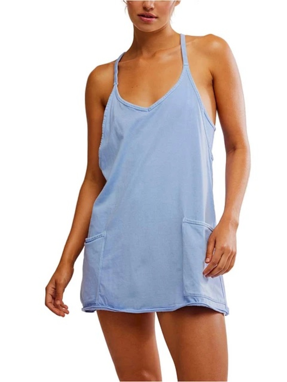 FP Movement Women’s Hot Shot Racerback Romper Dress In Ash Blue Size M